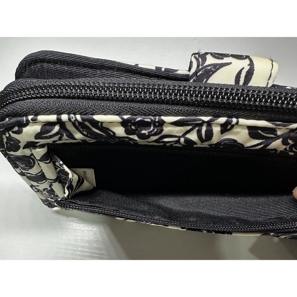 NWT Vera Bradley Large Tab Nylon Wallet Bubbly Flowers Black Pattern MSRP $95.00 - Picture 9 of 13